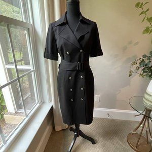 Tahari Black military style black dress with belt